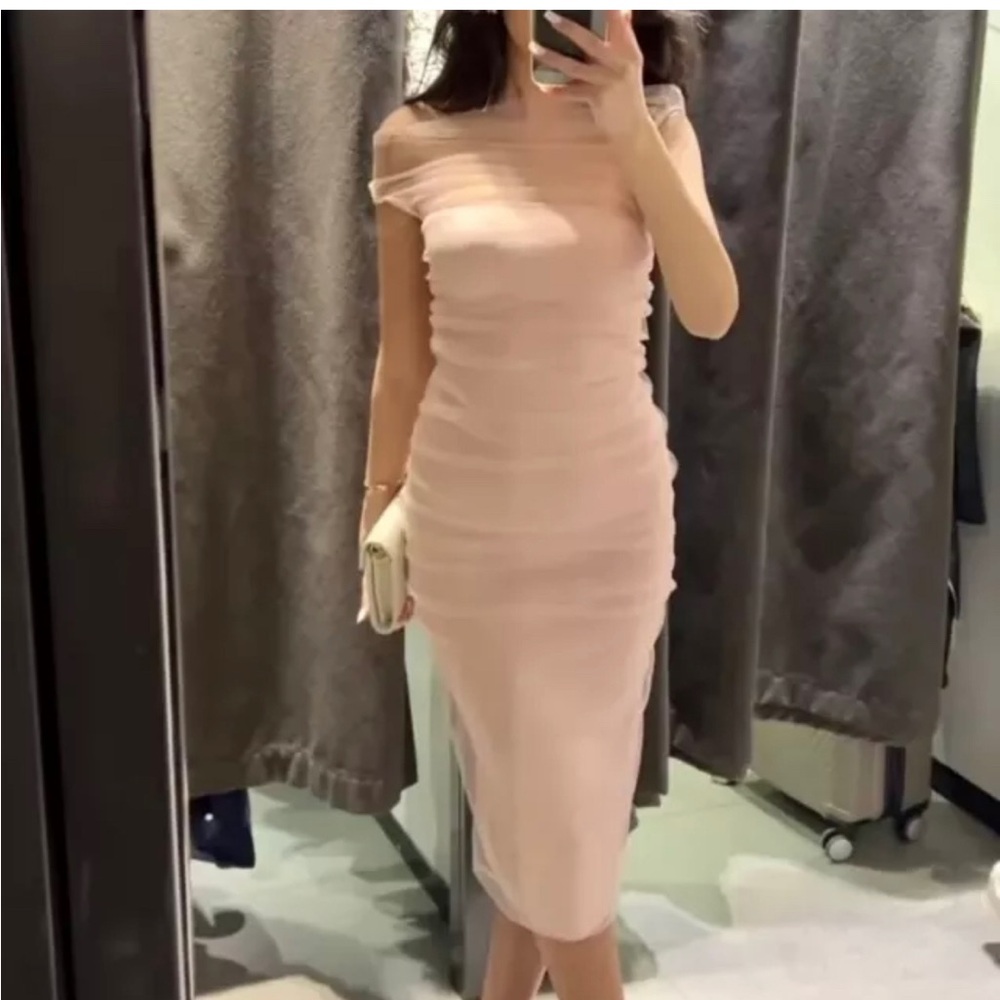 ZARA : Pastel Pink Mixed Tulle Knit Dress : 4938/016 small